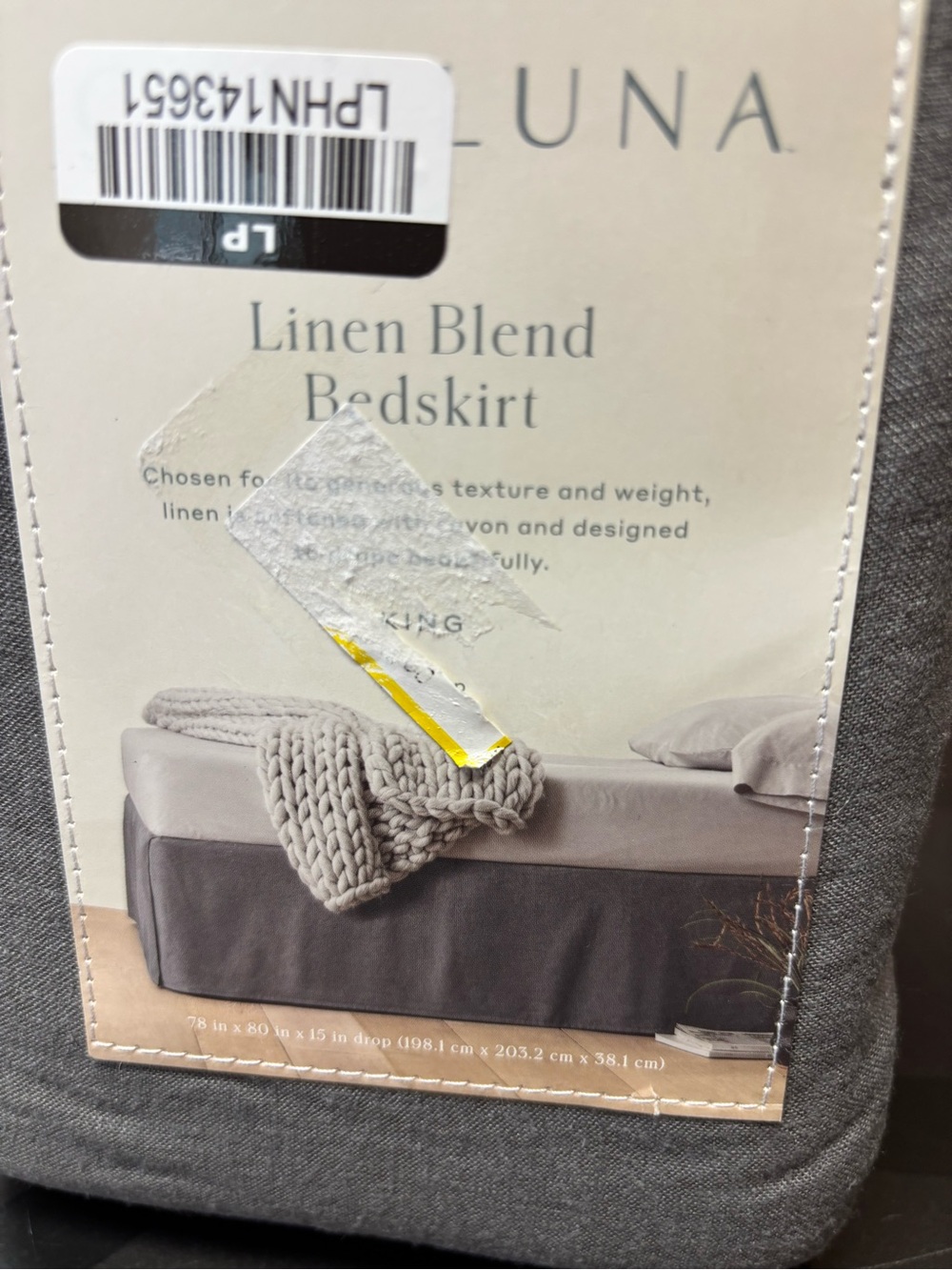 Casaluna Linen Blend Bedskirt in Gray - Picture 2 of 4
